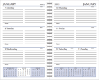 weekly planner calendar pages for 5 x 8 planner