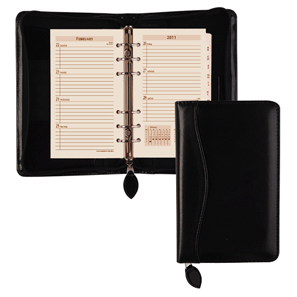 Black Bonded Leather 6 Ring Organizers with planning calendars