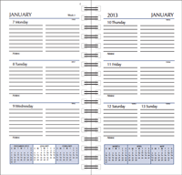 3 x 6 inside pages of weekly planner