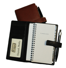 black and British tan leather pocket planner systems with address books